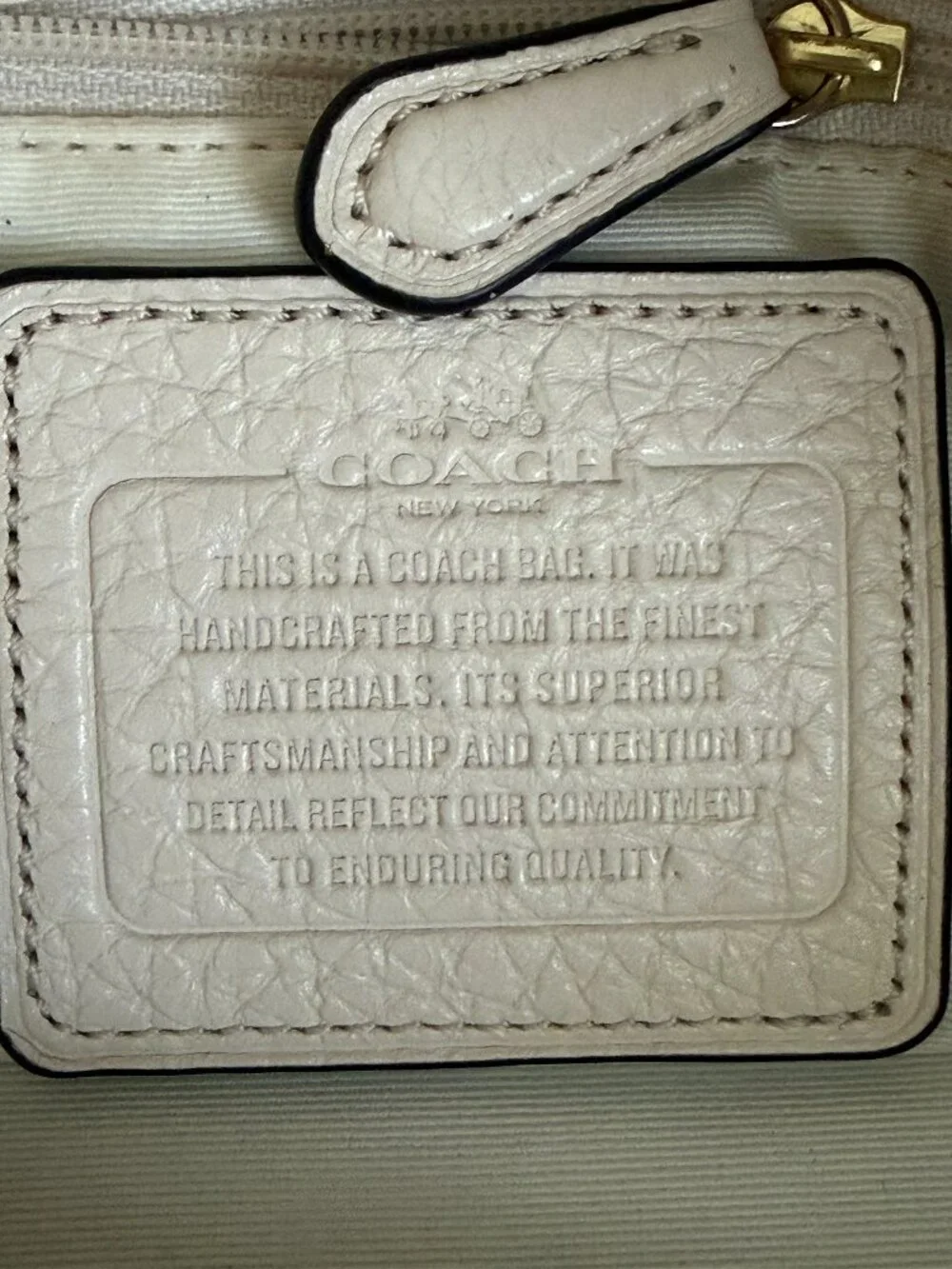COACH Kelsey Large Pebbled Off -White Leather Shoulder Tote Bag - F36591